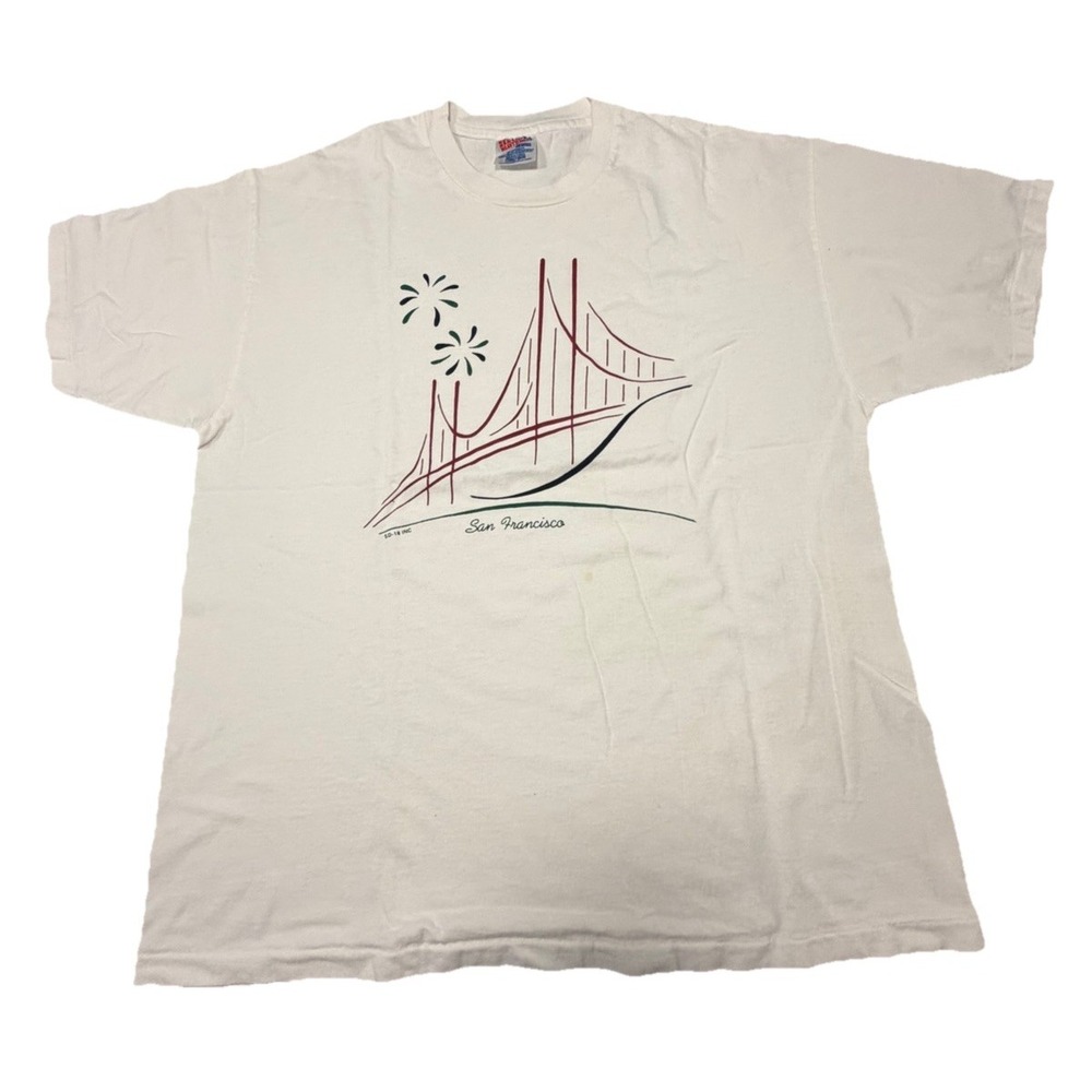 VTG 90s San Francisco Golden Gate Bridge Tourist T-Shirt XL Single Stitch USA